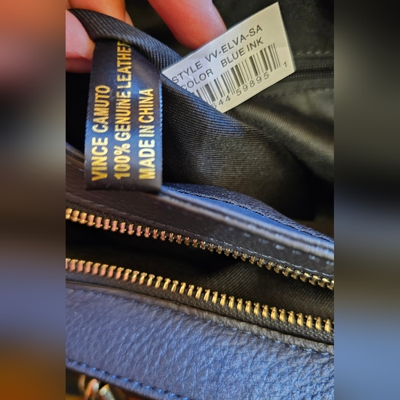 Vince Camuto Navy Blue leather Elva Satchel Handbag with crossbody strap NWT - Picture 16 of 16